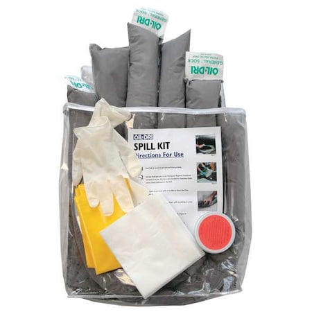 Spill Kit, 7 gal Volume Absorbed per Kit, Bag, Clear MPN:L90671