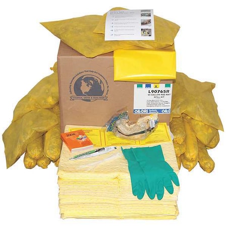 Spill Kit Refill, 61 gal Volume Absorbed per Kit, Box, White MPN:L90765R