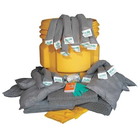 Spill Kit, 62 gal Volume Absorbed per Kit, 65 gal Capacity, Drum, Yellow MPN:L90965