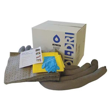 Spill Kit Refill, 12 gal Volume Absorbed per Kit, 10 gal Capacity, Box, Gray MPN:L91410R