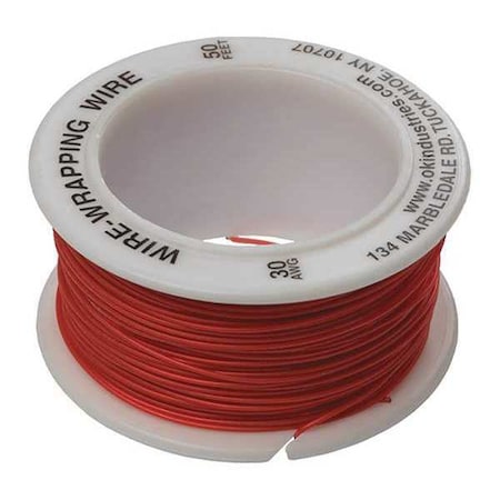 Spooled Wrapping Wire, 30 AWG, Red, Kynar®, 50 ft MPN:R-30R-0050