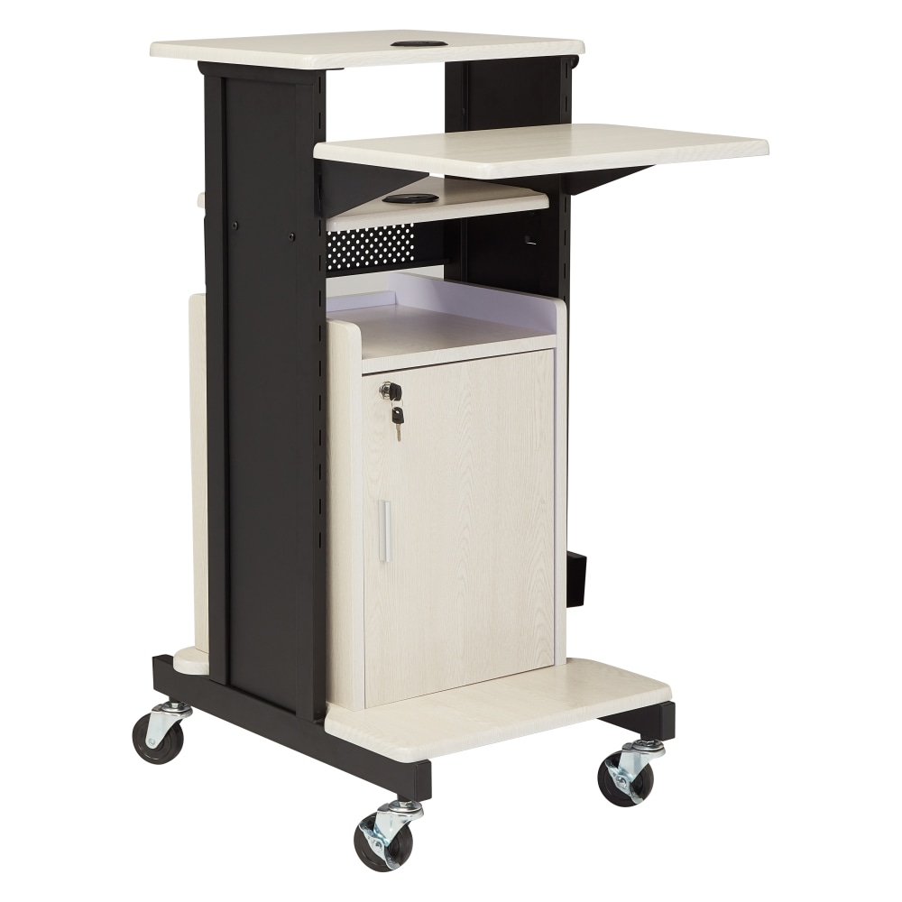 Oklahoma Sound? Premium Plus Presentation Cart With Storage Cabinet, Ivory/Black MPN:#PRC250