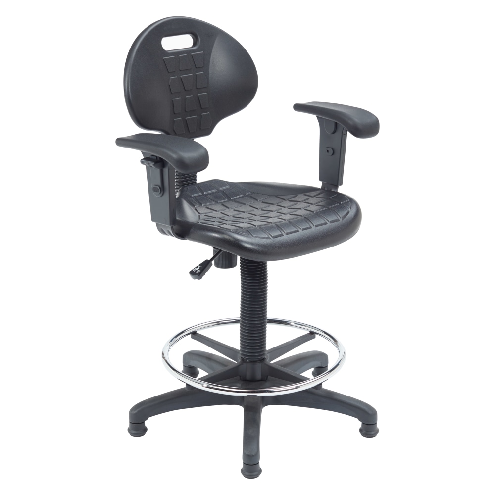 National Public Seating 6700 Series Kangaroo Polyurethane Task Chair Stool, With Arms, 22 to 32in Seat Height, Black MPN:6722HB-A/1