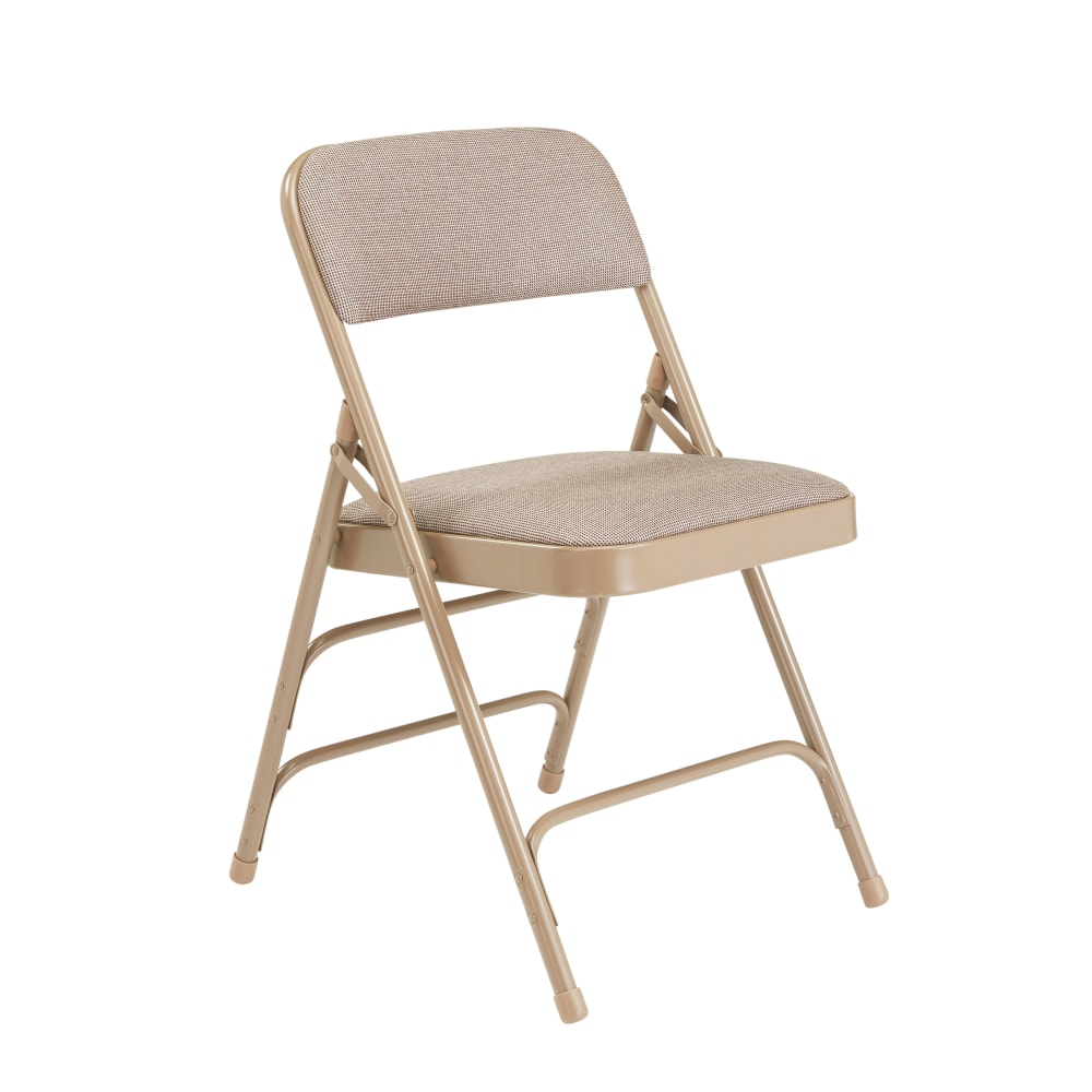 National Public Seating Upholstered Triple-Brace Folding Chairs, Beige, Set Of 4 Chairs MPN:2301-4