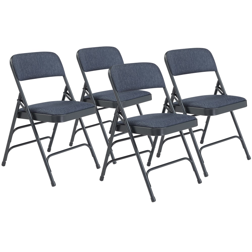 National Public Seating 2300 Series Deluxe Fabric-Upholstered Triple-Brace Premium Folding Chairs, Imperial Blue, Pack Of 4 Chairs MPN:2304/4