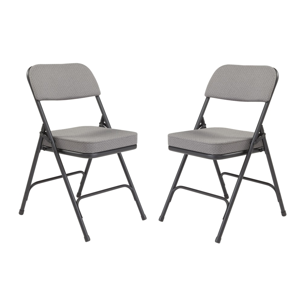 National Public Seating 3200 Series Deluxe Upholstered Folding Chairs, Charcoal Gray, Set Of 2 Chairs MPN:3212/2