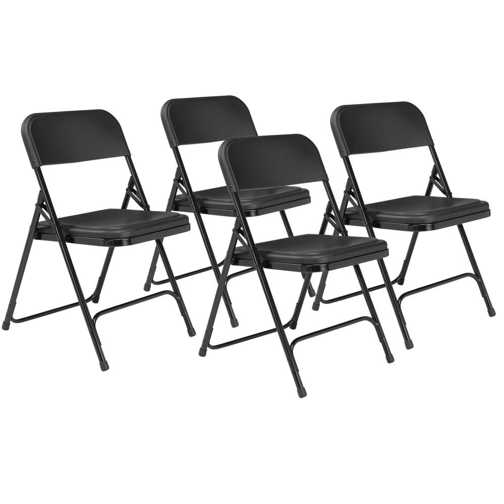 National Public Seating 800 Series Premium Lightweight Plastic Folding Chairs, Black, Pack Of 4 Chairs MPN:810/4