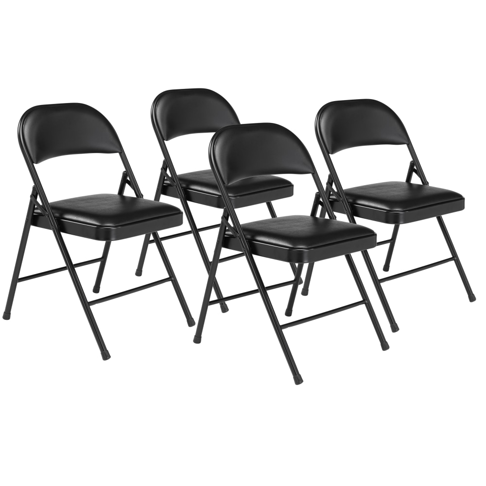 National Public Seating Commercialine 950 Series Vinyl Upholstered Folding Chairs, Black, Set Of 4 Chairs MPN:950/4