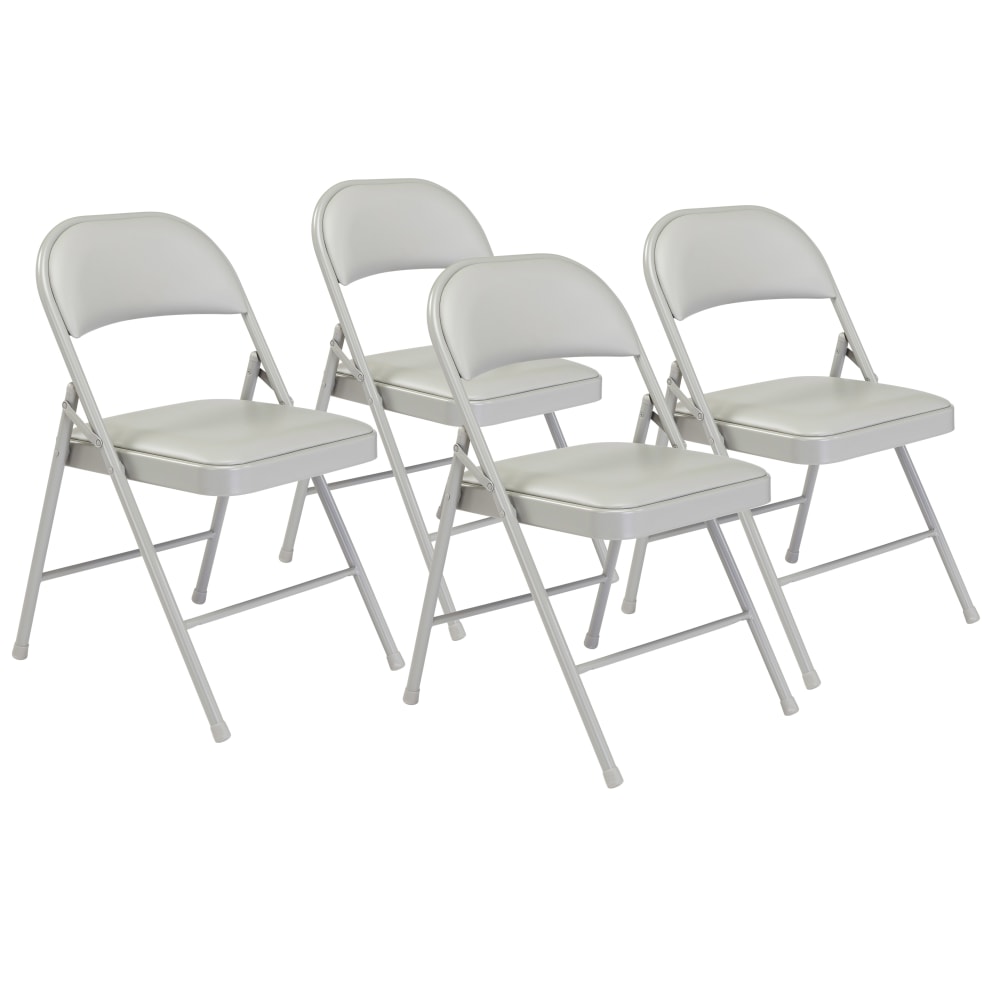 National Public Seating Commercialine 950 Series Vinyl Upholstered Folding Chairs, Gray, Set Of 4 Chairs MPN:952/4