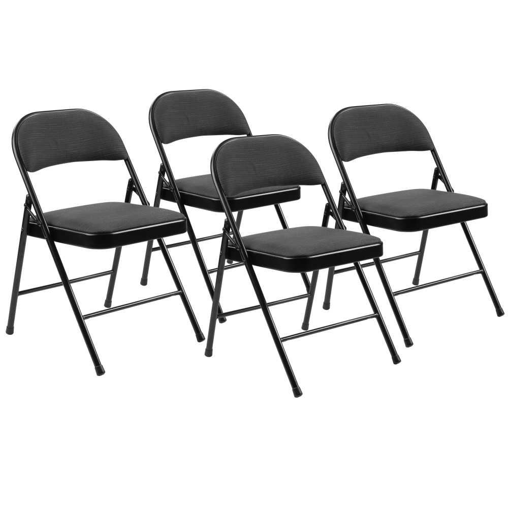 National Public Seating Commercialine 970 Series Fabric Upholstered Folding Chairs, Star Trail Black, Pack Of 4 Chairs MPN:970/4