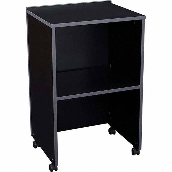Lecterns; Height (Inch): 33-3/4; Width (Inch): 21-1/8; Depth (Inch): 17-1/2; Material: Laminate; Particleboard Core; Type: Portable; Height (Decimal Inch): 33-3/4 MPN:112-BK