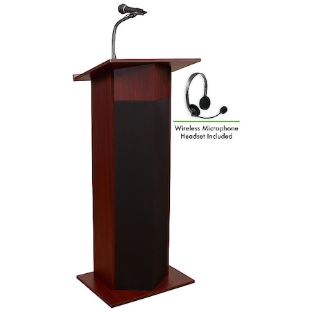 Power Plus Lectern with Wireless Headset Mic, Mahogany MPN:111PLS-MY/LWM-7