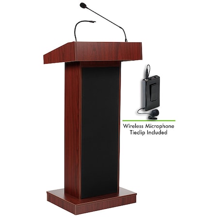 Orator Lectern with Wireless Tie Clip Mic, Mahogany MPN:800X-MY/LWM-6