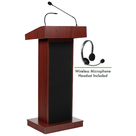 Orator Lectern with Wireless Headset Mic, Mahogany MPN:800X-MY/LWM-7
