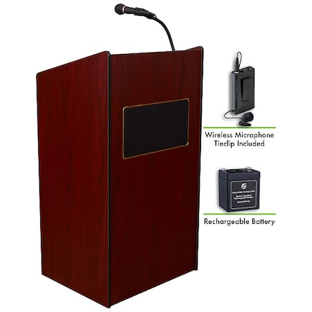 OSAristocrat Lectern Recharge Battery Wireless Tie Clip Mic, Mahogany MPN:M6010-MY/LWM-6