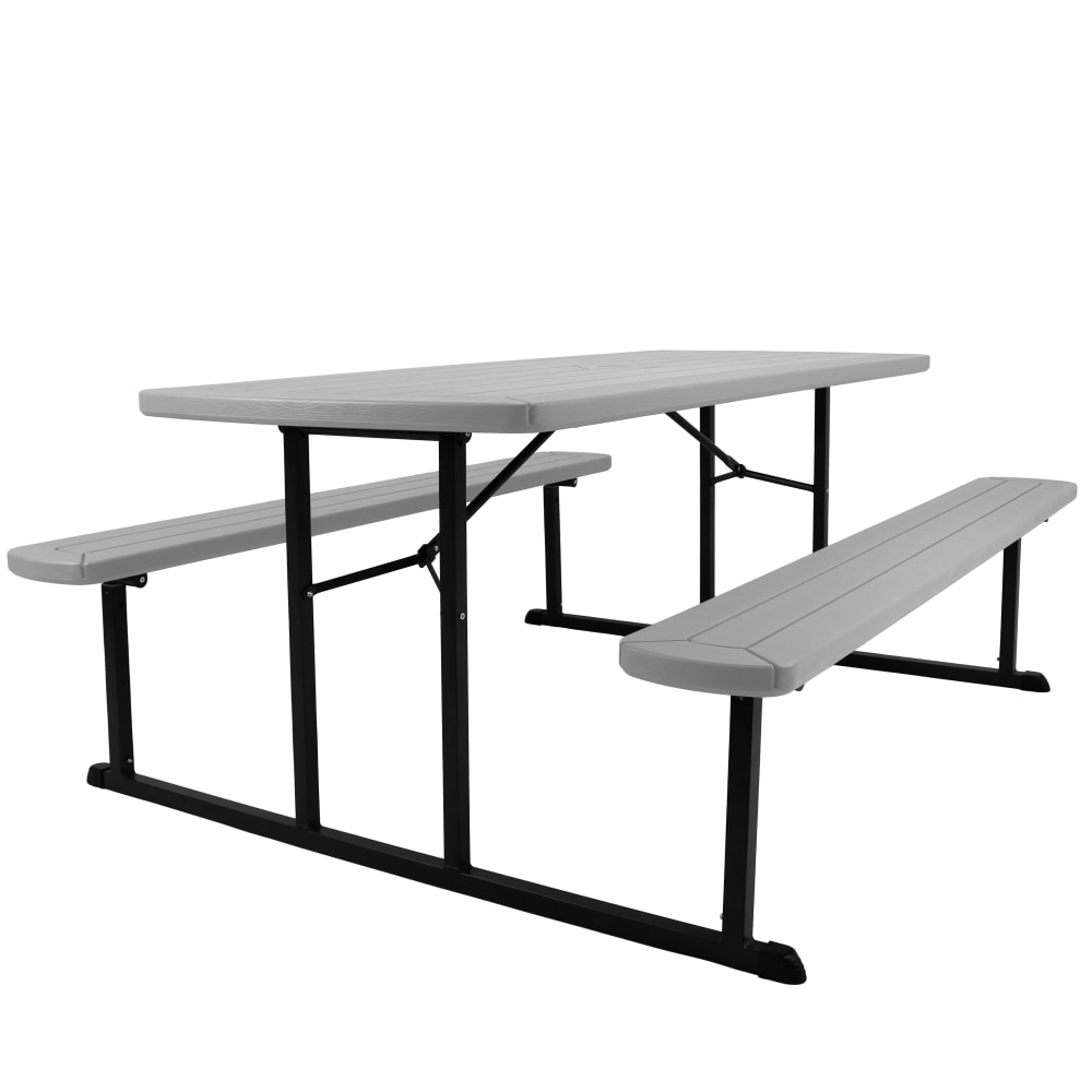 National Public Seating Blow-Molded Plastic Folding Picnic Table, 29-1/2inH x 72inW x 57inD, Gray MPN:BMPT3072-BK02