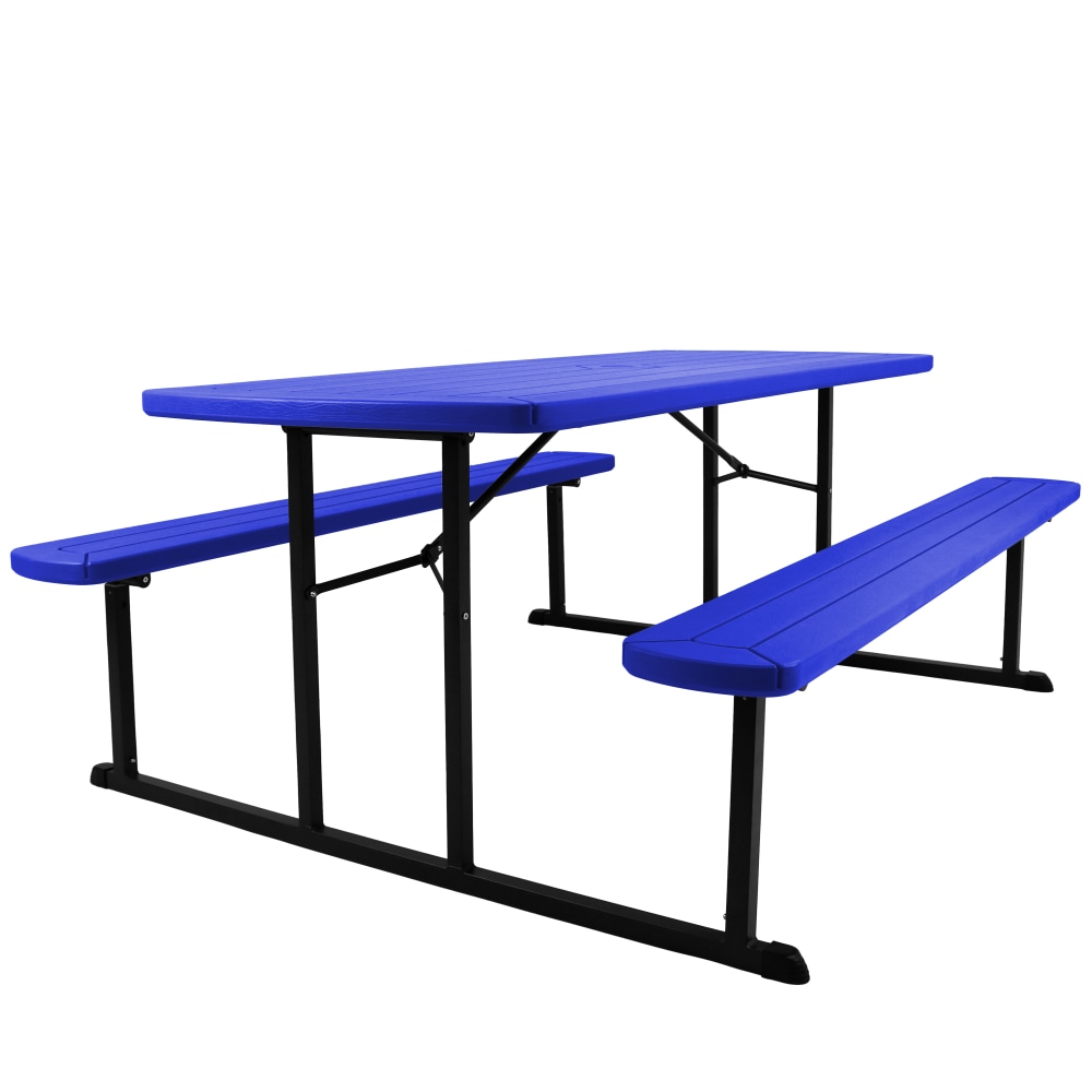 National Public Seating Blow-Molded Plastic Folding Picnic Table, 29-1/2inH x 72inW x 57inD, Blue MPN:BMPT3072-BK04