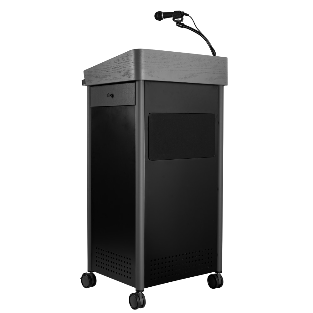 National Public Seating Oklahoma Sound Greystone Lectern, 45-1/2inHx23-1/2inWx19-1/4inD, Gray/Black - GSL-S/LWM-5 MPN:GSL-S/LWM-5