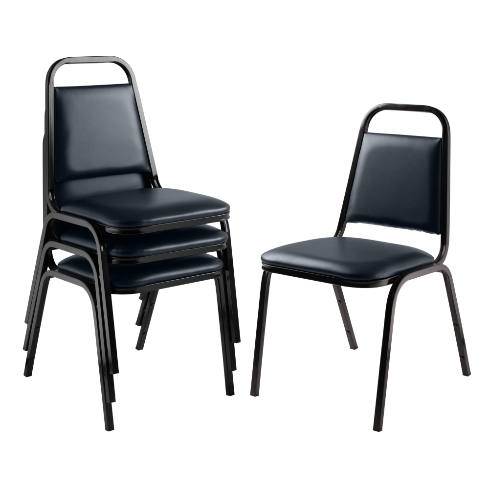 National Public Seating 9100 Series Vinyl Upholstered Banquet Stack Chairs, Midnight Blue/Black, Pack Of 4 Chairs MPN:9104-B/4