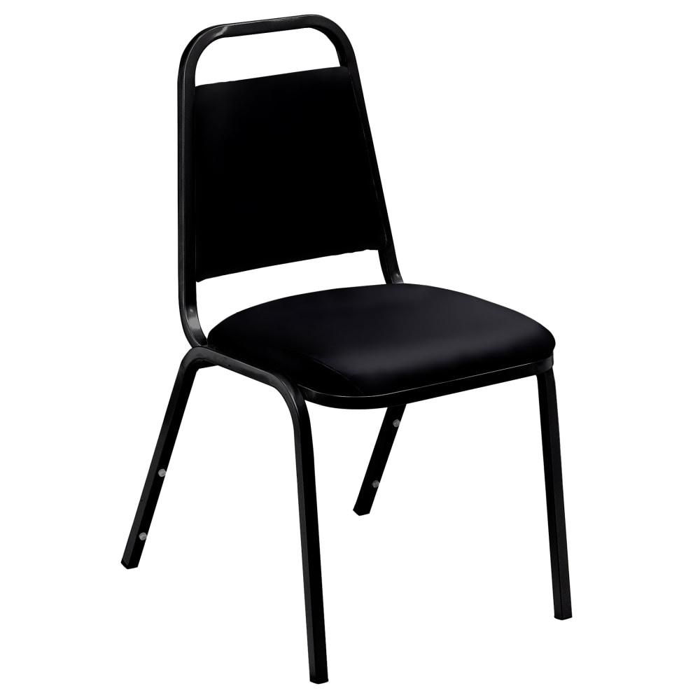 National Public Seating Square Back Padded Vinyl Seat, Banquet Stack Chair, 15 3/4in Seat Width, Black Seat/Black Frame, Set of 4 MPN:#9110-B