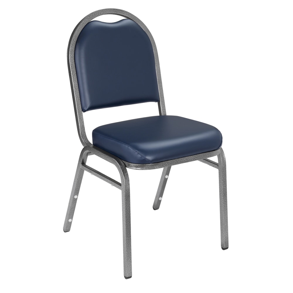 National Public Seating Dome-Back Stacking Banquet Chairs, Vinyl, Midnight Blue/Silvervein, Set Of 2 MPN:9204-SV/2