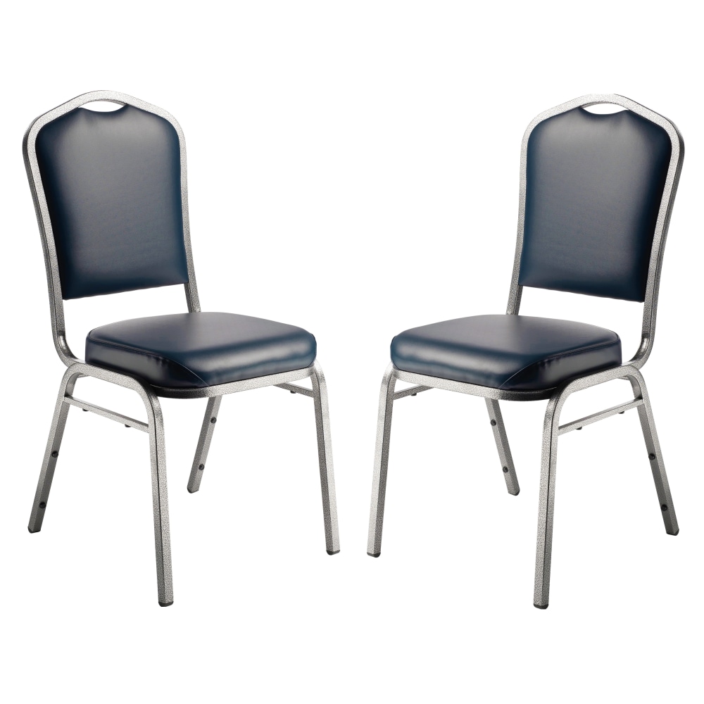 National Public Seating 9300 Series Deluxe Vinyl Banquet Chairs, Midnight Blue/Silvervein, Pack Of 2 Chairs MPN:9304-SV/2