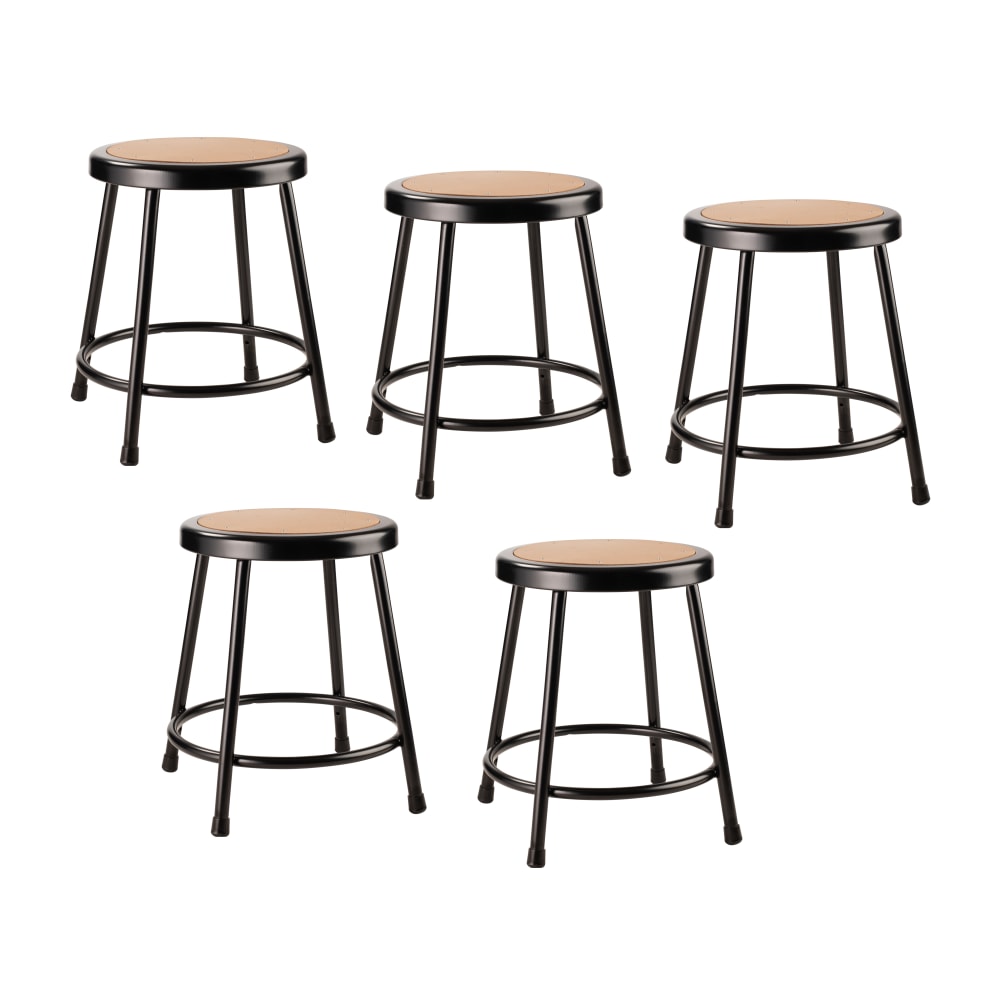 National Public Seating Hardboard Round Stools, Black/Masonite Wood, Pack Of 5 Stools MPN:6218-10/5