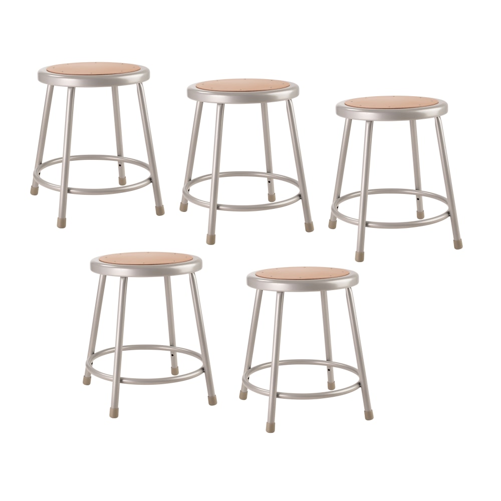 National Public Seating Hardboard Task Stool 18inH, Gray Seat/Gray Frame, Set of 5 MPN:6218/5
