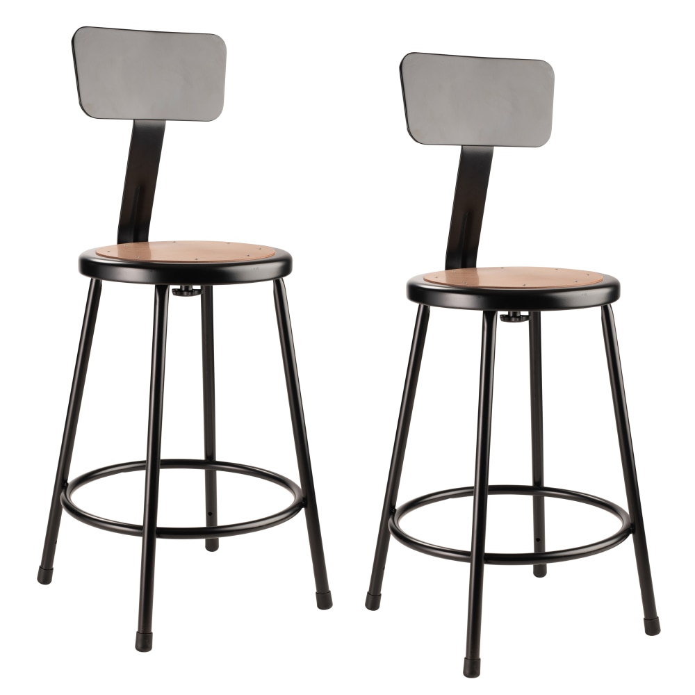 National Public Seating Hardboard Science Stools With Backrests, 24inH Seat, Brown/Black, Pack Of 2 Stools MPN:6224B-10/2