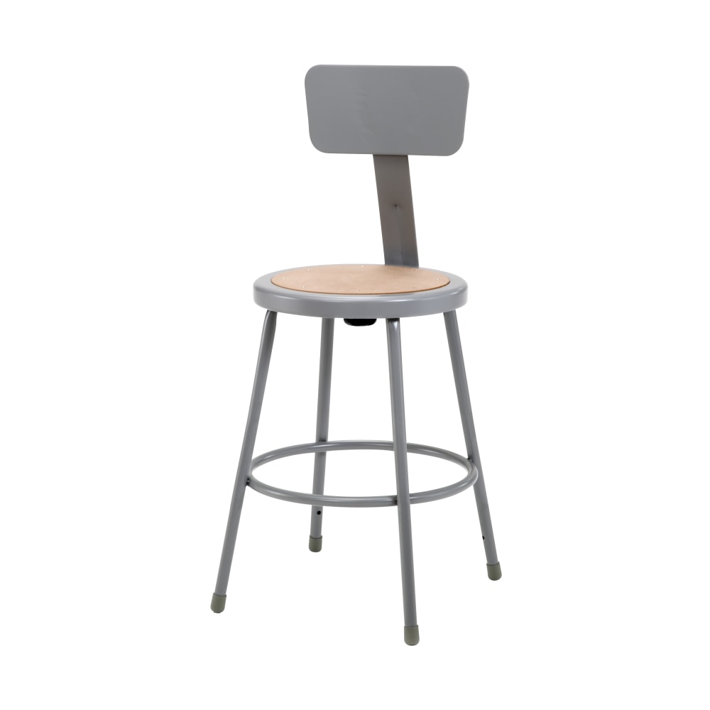 National Public Seating Hardboard Stool With Back, 24inH, Gray MPN:6224B/1