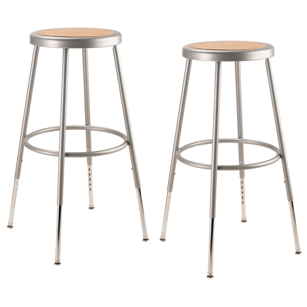 National Public Seating Adjustable Hardboard Science Stools, 25 - 32-1/2inH, Brown/Gray, Pack Of 2 Stools MPN:6224H/2