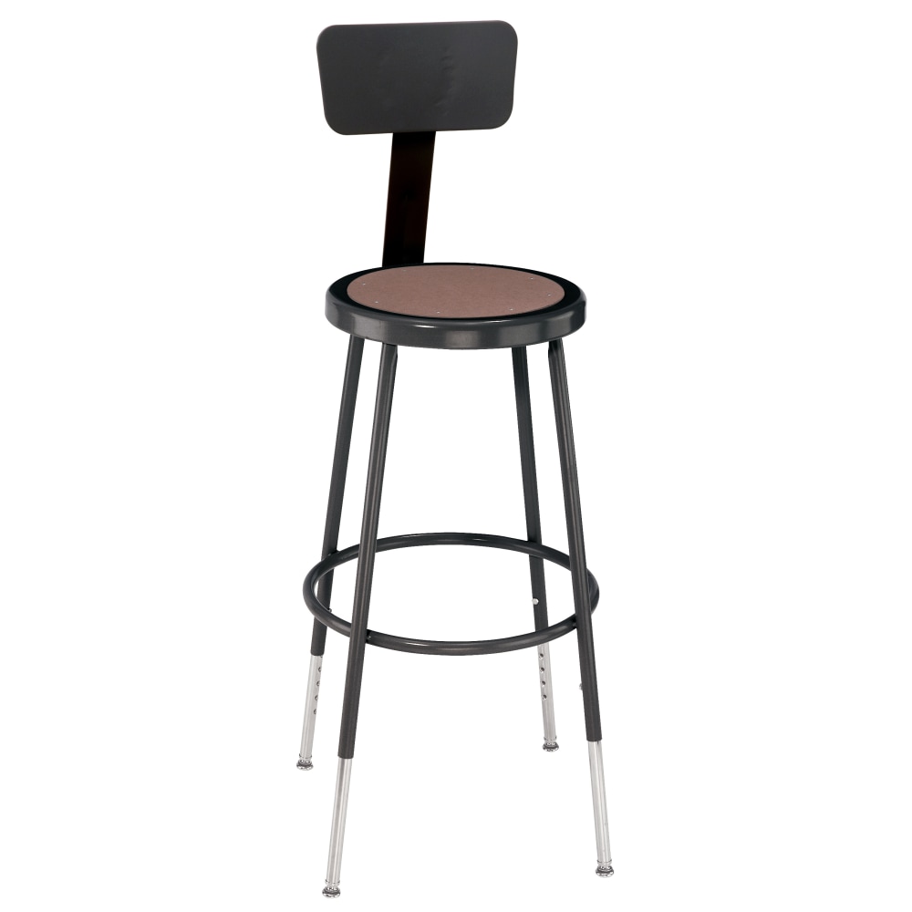 National Public Seating Adjustable Hardboard Stool With Back, 25in-33inH, Black MPN:6224HB-10/1