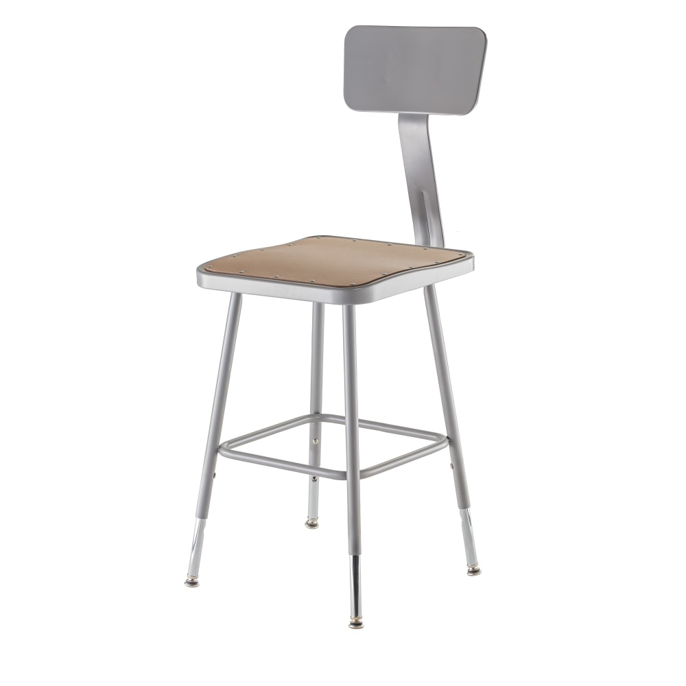 National Public Seating Hardboard Adjustable Height Task Stools With Backs, 19inH-26inH, Gray/Brown, Pack Of 2 Stools MPN:6318HB/2