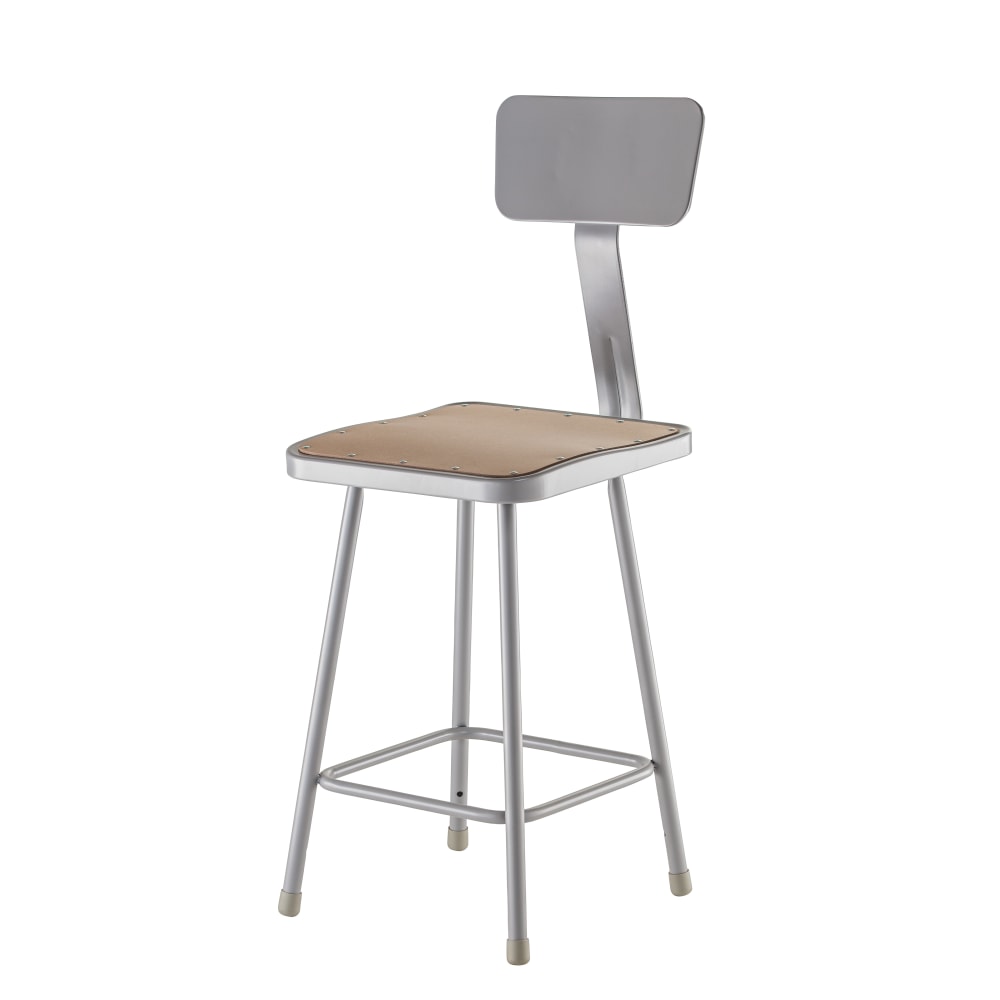 National Public Seating Hardboard Task Stools With Backs, 39inH, Gray/Brown, Pack Of 2 Stools MPN:6324B/2