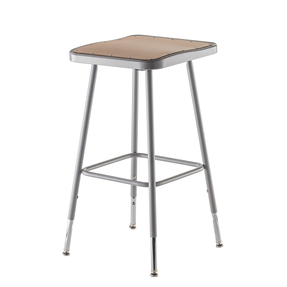 National Public Seating Hardboard Adjustable Height Task Stools, 25inH-33inH, Gray/Brown, Pack Of 2 Stools MPN:6324H/2