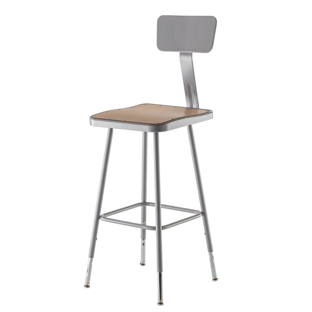 National Public Seating Hardboard Adjustable Height Task Stools With Backs, 25inH-33inH, Gray/Brown, Pack Of 2 Stools MPN:6324HB/2