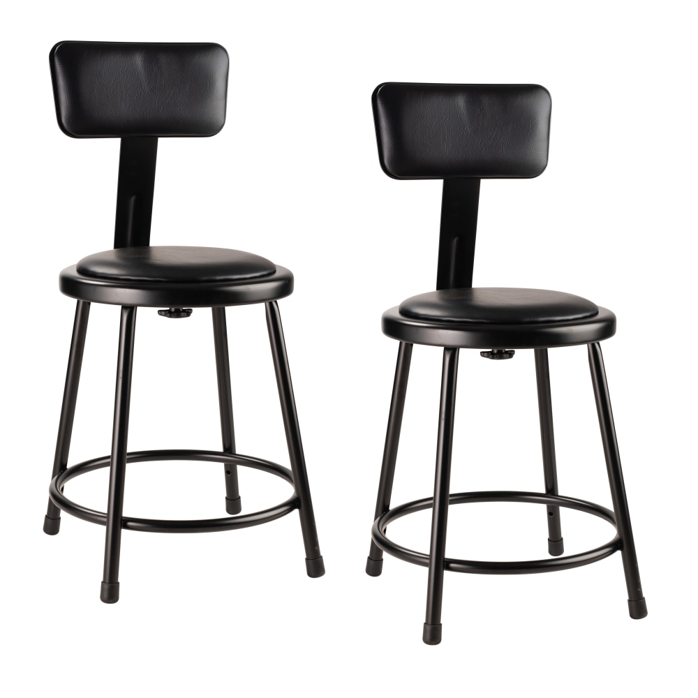 National Public Seating 6400 Series Vinyl-Padded Science Stools With Backrests, 18inH Seat, Black, Pack Of 2 Stools MPN:6418B-10/2