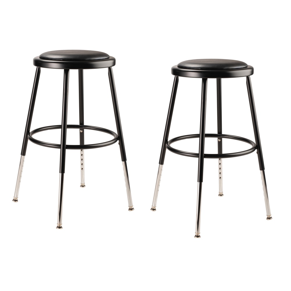National Public Seating 6400 Series Adjustable Vinyl-Padded Science Stools, 19 - 26-1/2inH, Black, Pack Of 2 Stools MPN:6418H-10/2
