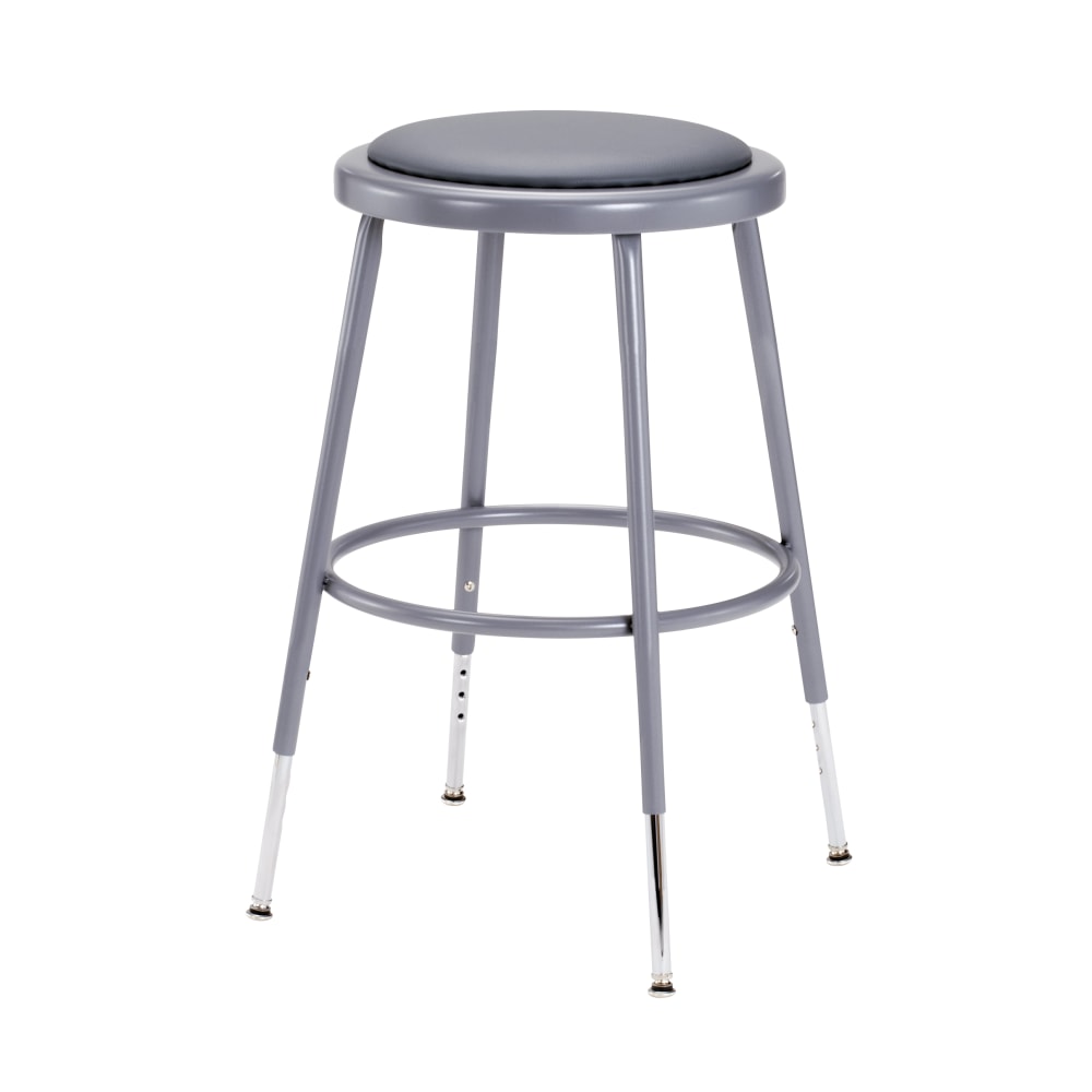 National Public Seating Adjustable Vinyl-Padded Task Stool, 19in - 27inH, Gray MPN:6418H/1