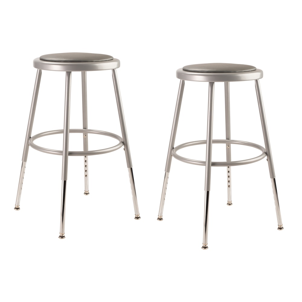 National Public Seating 6400 Series Adjustable Vinyl-Padded Science Stools, 19 - 26-1/2inH, Gray, Pack Of 2 Stools MPN:6418H/2