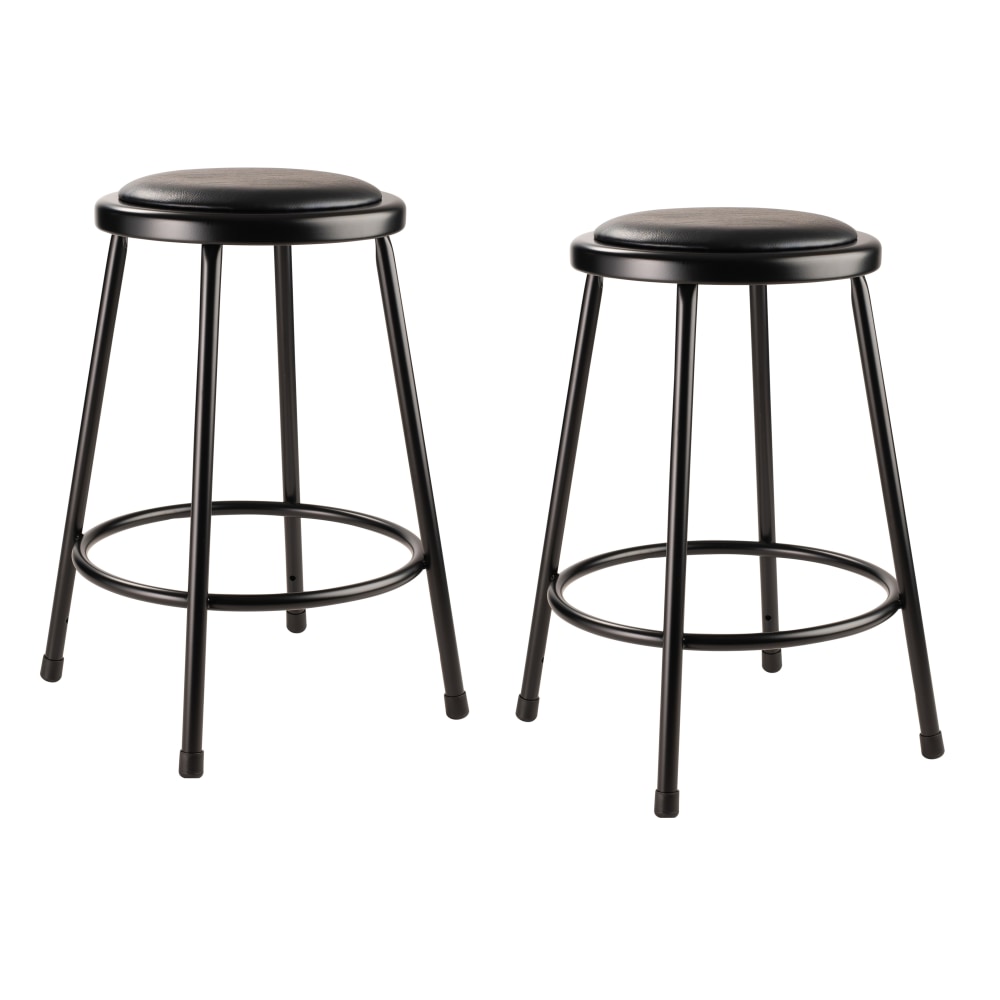 National Public Seating 6400 Series Vinyl-Padded Science Stools, 24inH, Black, Pack Of 2 Stools MPN:6424-10/2