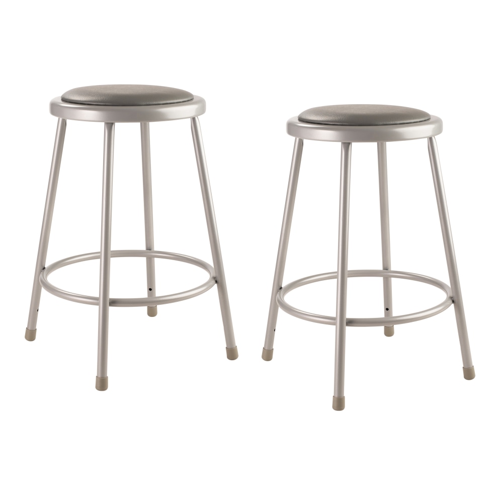 National Public Seating 6400 Series Vinyl-Padded Science Stools, 24inH, Gray, Pack Of 2 Stools MPN:6424/2