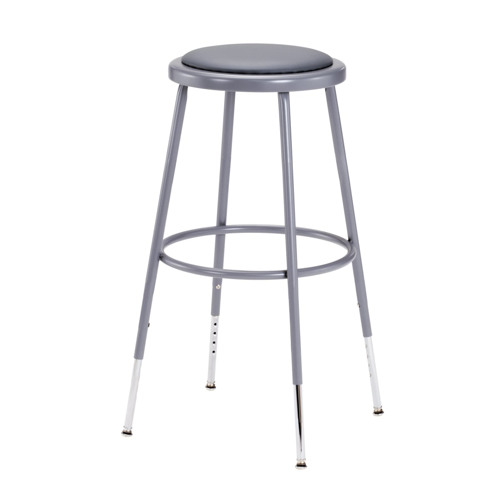 National Public Seating Adjustable Vinyl-Padded Stools, 25 - 32 1/2inH, Gray, Set Of 4 MPN:6424H/4
