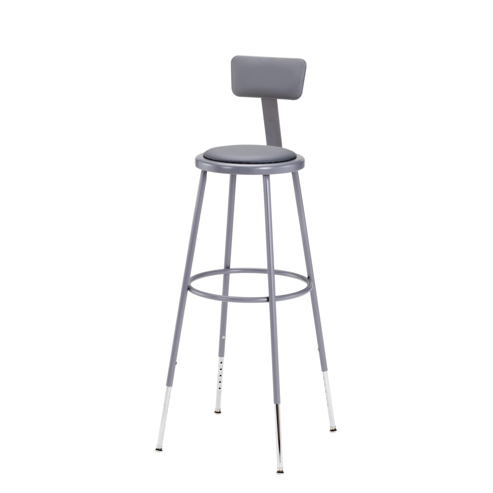 National Public Seating Adjustable Vinyl-Padded Task Stool, With Backrest, 38in - 47-1/2inH, Gray MPN:6424HB/1