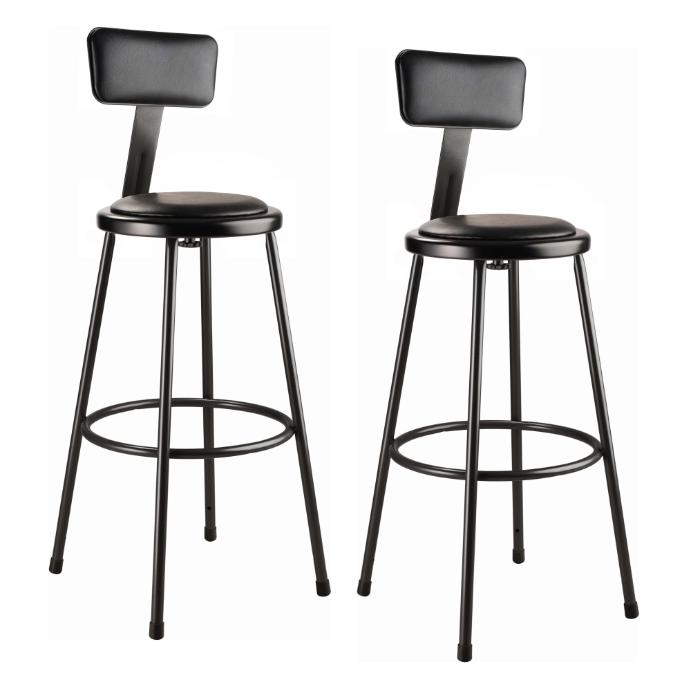 National Public Seating 6400 Series Padded Stools With Backrests, Black, Pack Of 2 Stools MPN:6430B-10/2