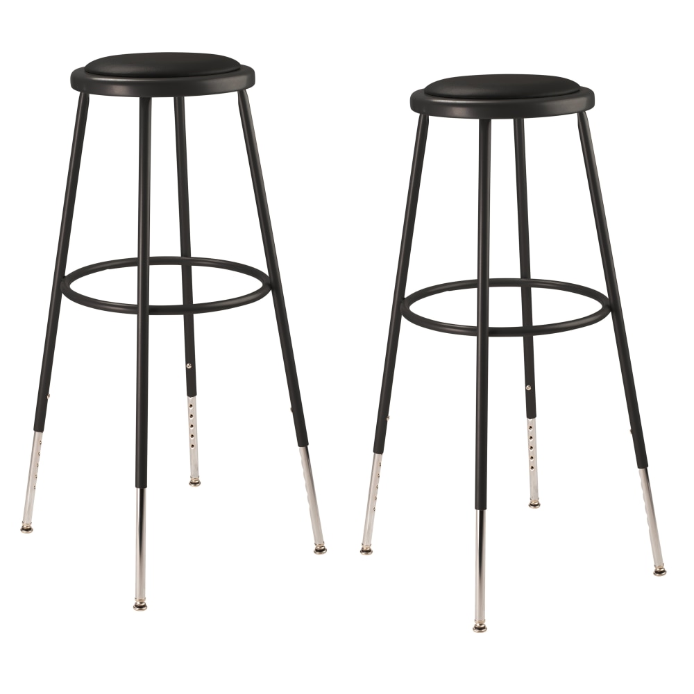 National Public Seating 6400 Series Adjustable-Height Padded Stools, Black, Pack Of 2 Stools MPN:6430H-10/2