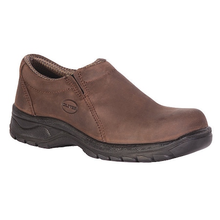 Women's Loafer Shoe, 7 1/2 Leather Upper, Steel Toe, 3 in H, Brown, 49431 MPN:49431-BRN