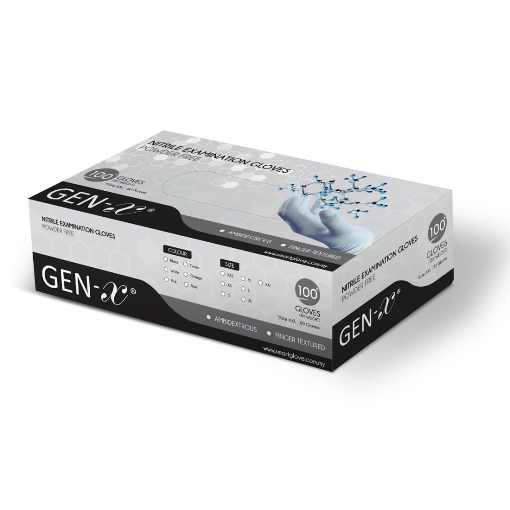 Gen-X Nitrile Examination Gloves, Powder Free, Medium, 100 Gloves Per Box MPN:2920/M