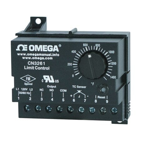 Dial Limit Controller: CN3261, L, Limit, 120V AC, 0°C to 60°C, (1) 3A Relay, 64 mm Overall Lg MPN:CN3261-KF