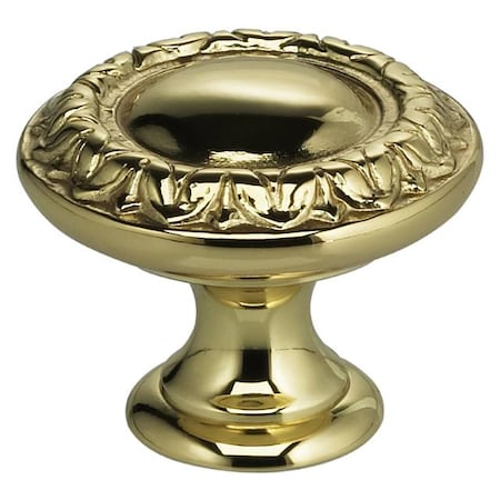 Ornate Cabinet Knob Bright Brass 1-3/16